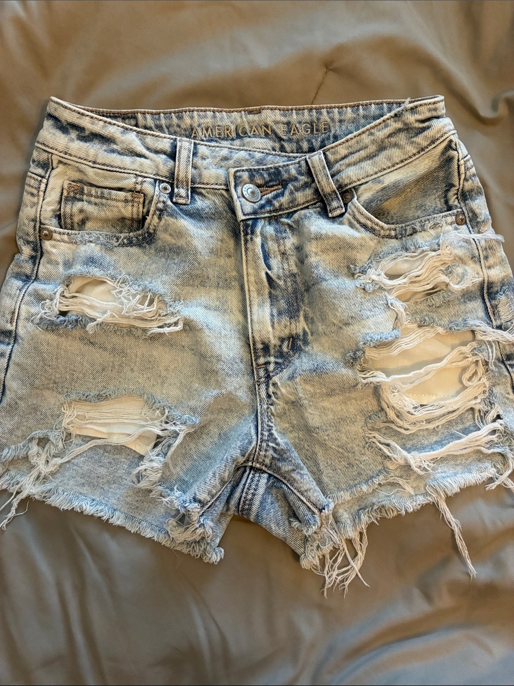 American Eagle Outfitters Distressed Light Blue Denim Cutoff Shorts